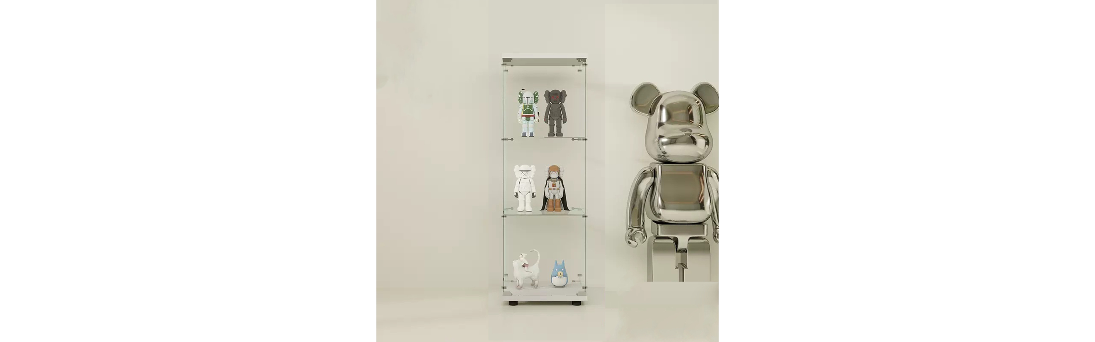 Streamdale Furniture One Door Glass Cabinet Glass Display Cabinet With 3 Shelves, White