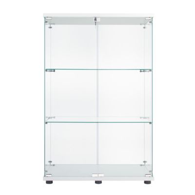 Two Door Glass Cabinet Glass Display Cabinet With 3 Shelves