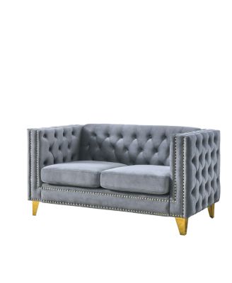 Modern Velvet Tufted Sofa with Metal Legs