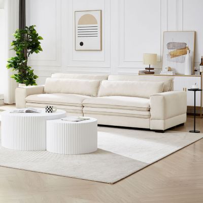 Modern Beige Upholstered Sofa for Multiple Spaces