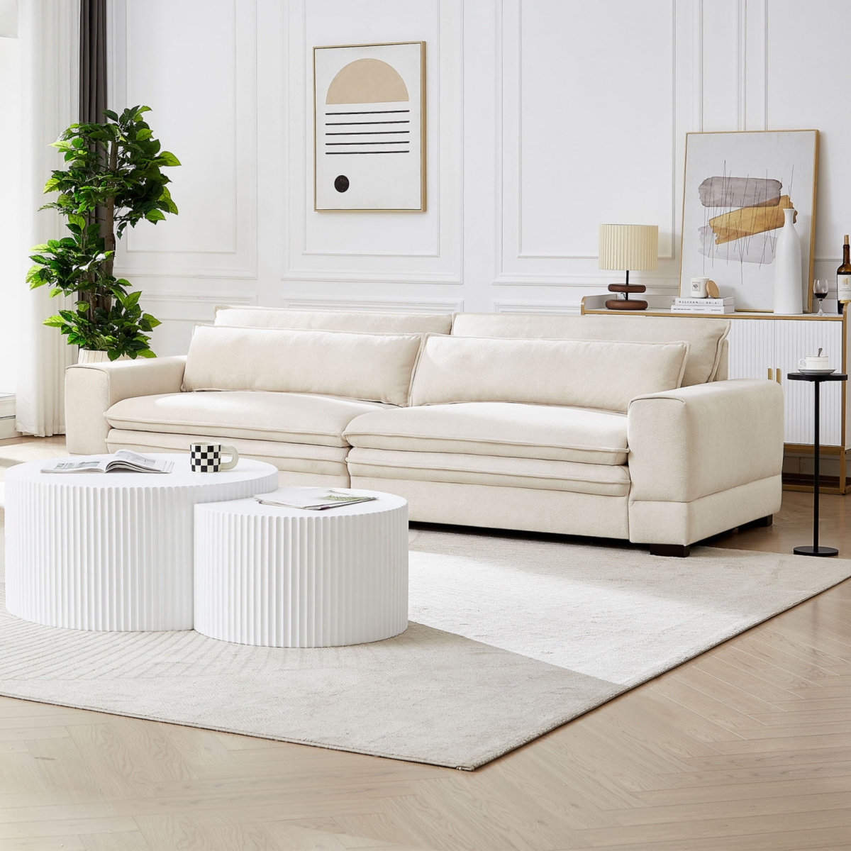 Streamdale Furniture Modern Beige Upholstered Sofa for Multiple Spaces