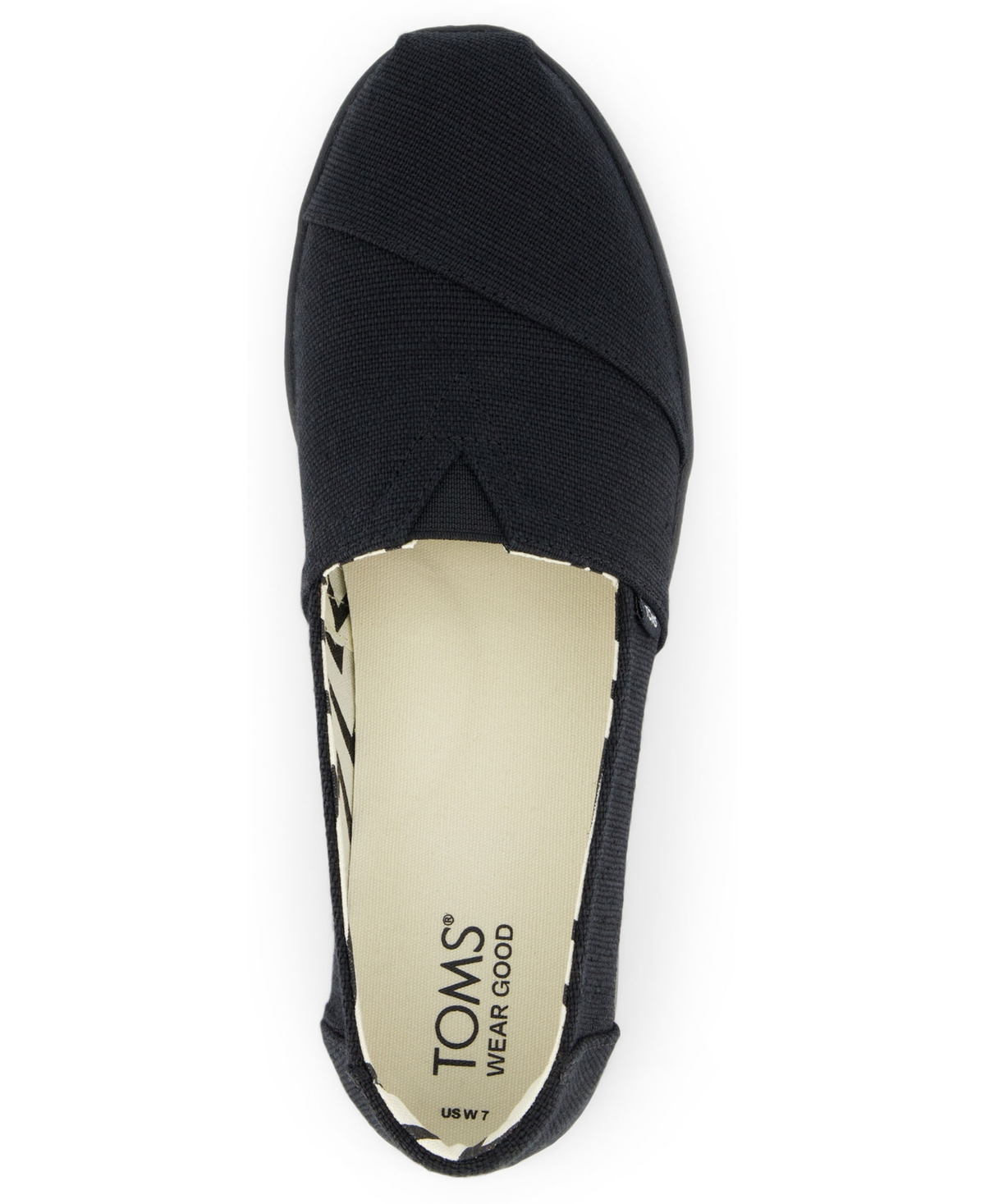 Shop Toms Women's Alpargata Plus Espadrille Almond Toe Flats In Black,black Heritage Canvas
