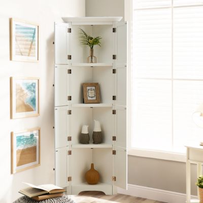 Modern Tall Storage Cabinet with Doors and 4 Shelves