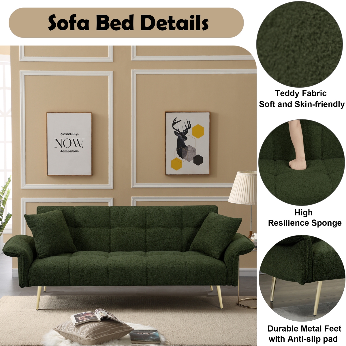Streamdale Furniture Convertible Double Sofa Bed for Small Spaces