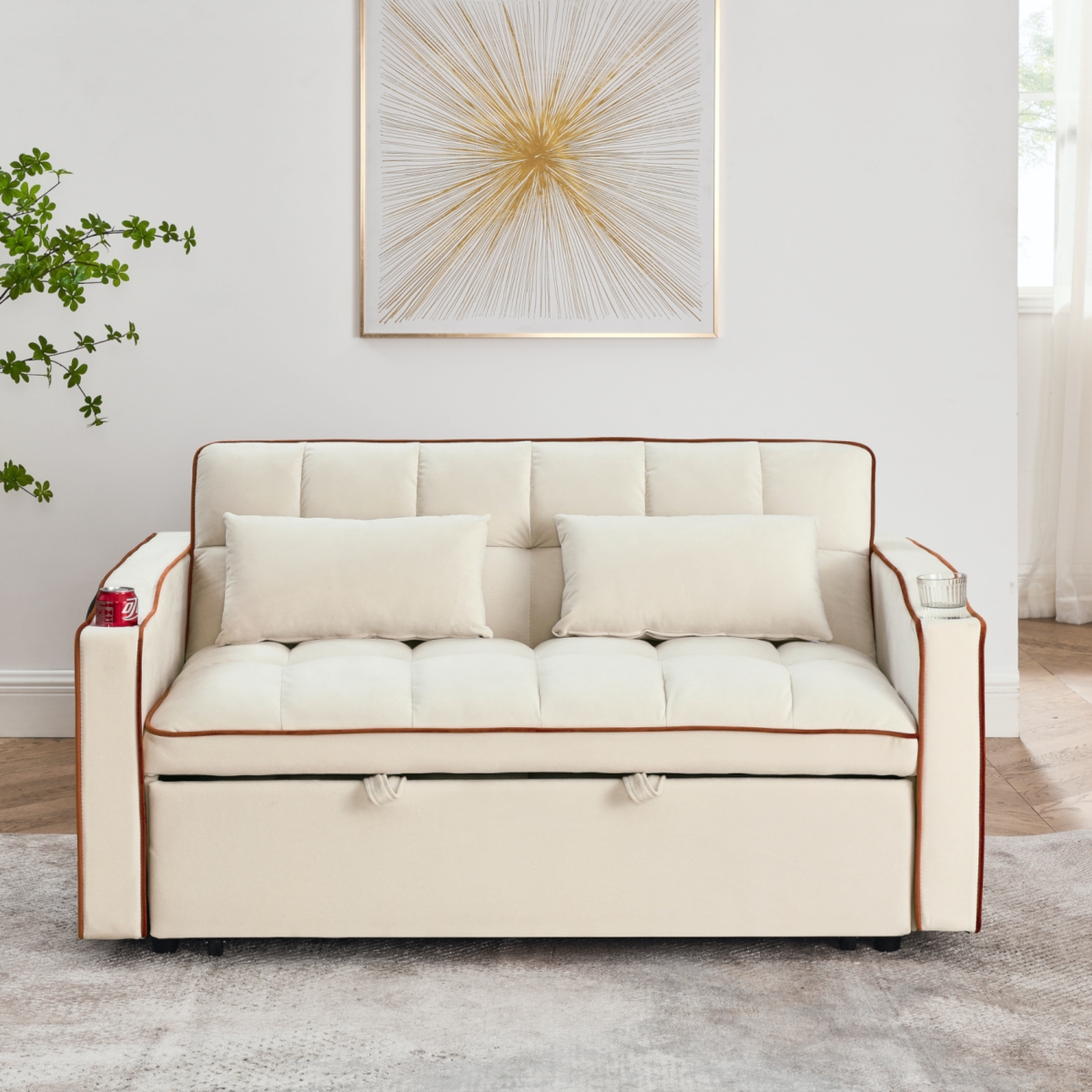 Streamdale Furniture 55.51 Inch Versatile Foldable Sofa Bed In 3 Lengths, Modern Sofa Sofa Sofa