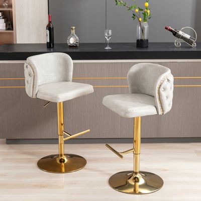   Set of 2  Adjustable Swivel   Modern Design  Bar Stools