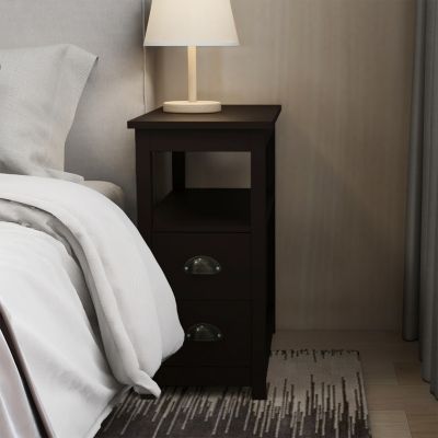Streamdale End Table Narrow Nightstand With Two Drawers And Open Shelf-Brown