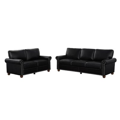 Living Room Sofa With Storage Sofa 2+3 Sectional Black Faux Leather