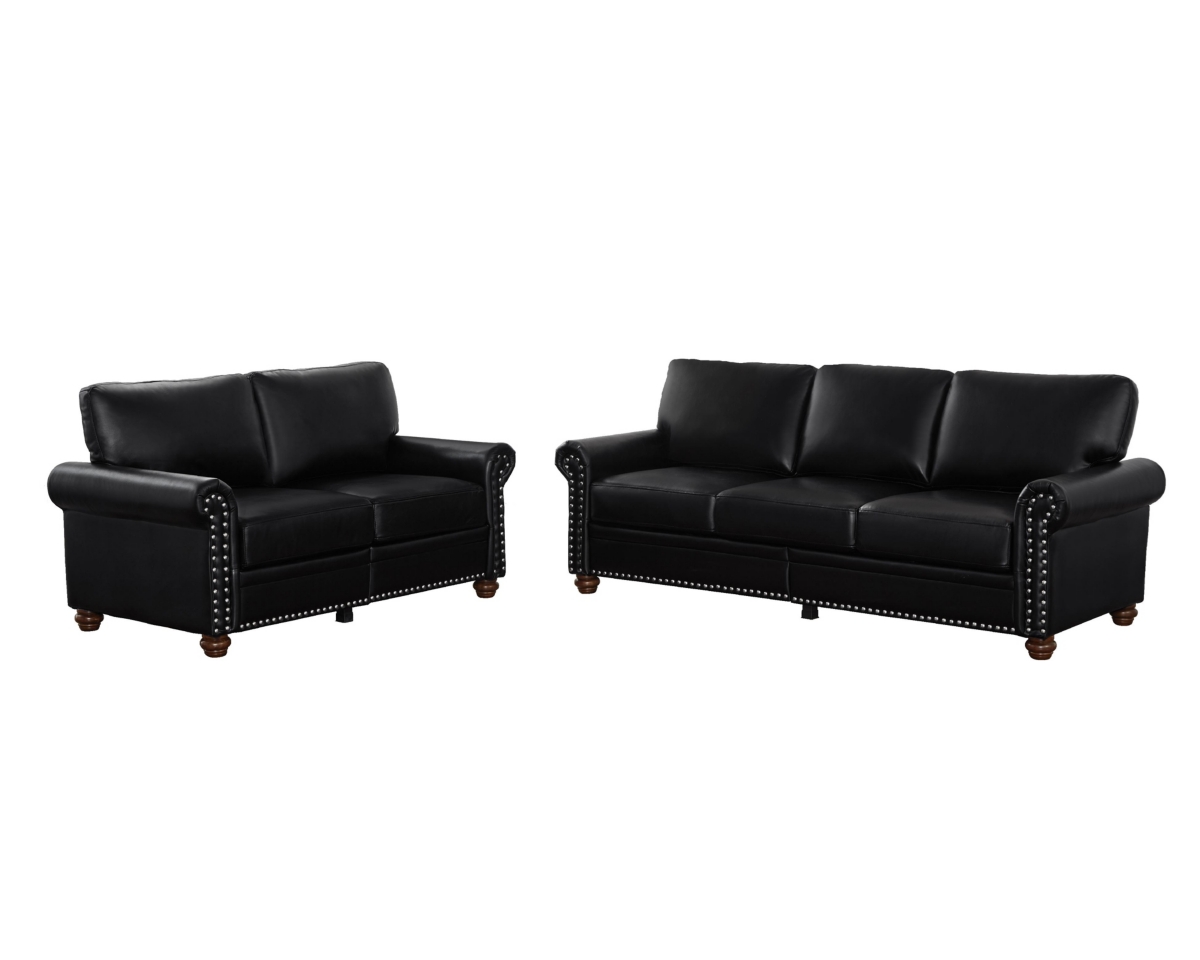 Streamdale Furniture Living Room Sofa With Storage Sofa 2+3 SectionalFaux Leather - Black