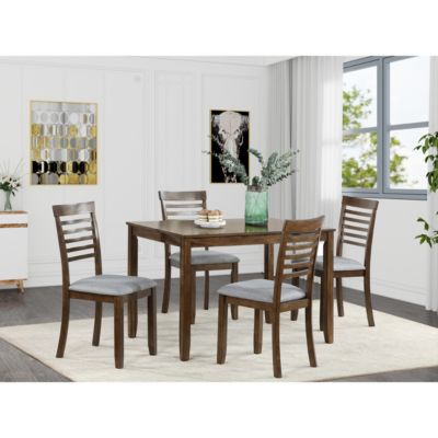 Wooden Dining Rectangular Table Set For 4, Kitchen Dining Table For Small Space, Walnut