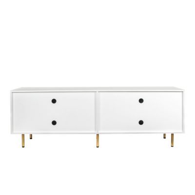 Modern Warm White TV Cabinet For 80 Inch TV Stands, For Living Room Bedroom