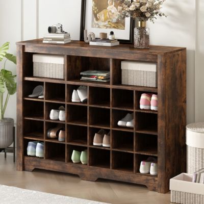 MDF and particle board Sleek 24 Shoe Cubby Console & Sideboard