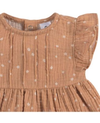 Baby Girls Gauze Dress and Diaper Cover Set, 2 Piece