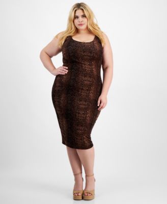 Bar III - Trendy Plus Size Scoop-Neck Bodycon Midi Dress