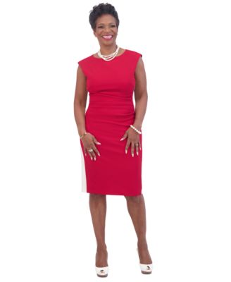 Kasper - Women's Boat-Neck Side-Stripe Sheath Dress