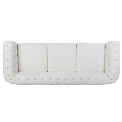 84.65" Rolled Arm Chesterfield 3 Seater Sofa