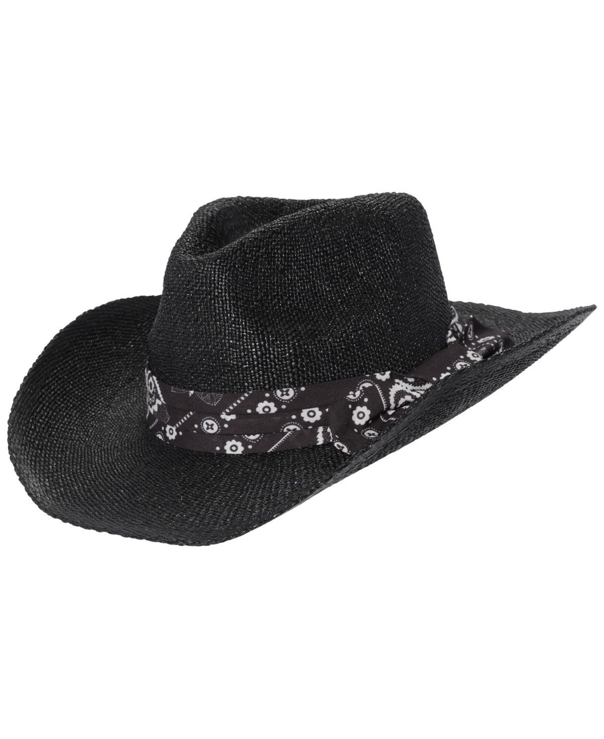 Cowboy Hat With Fabric Tie - Black