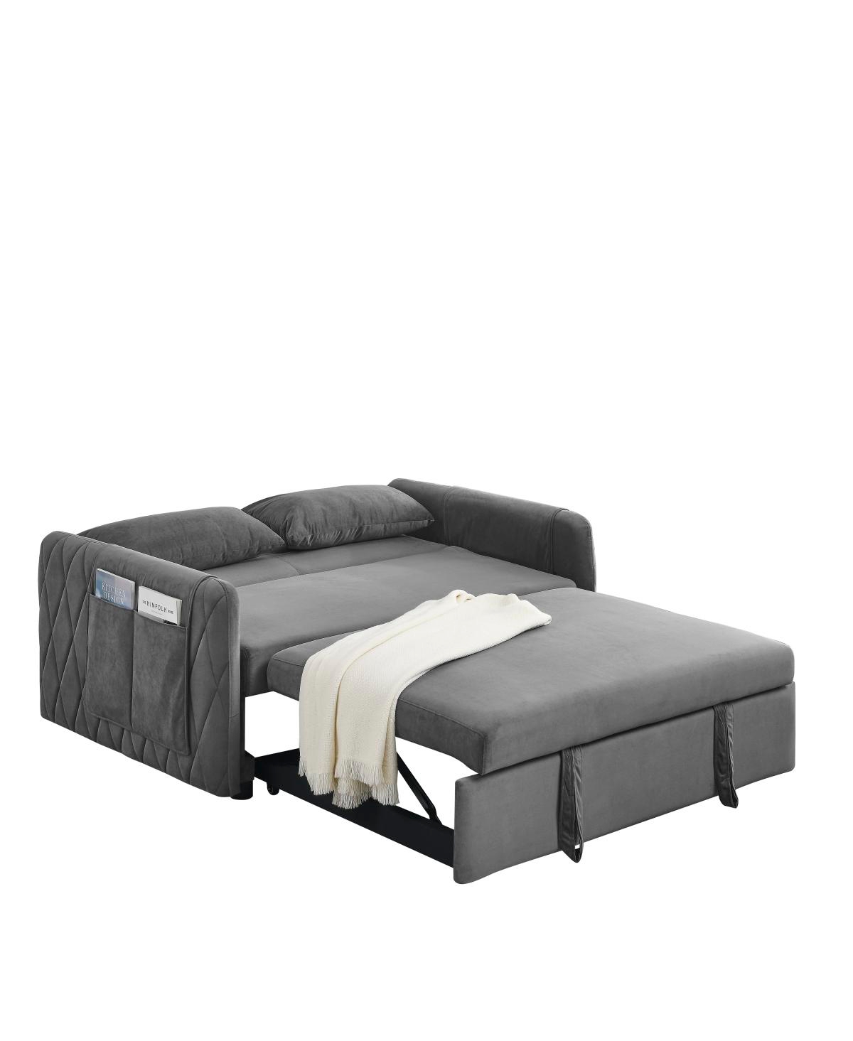 Streamdale Furniture 55" Modern Convertible Sofa Bed With 2 Detachable Arm Pockets, Velvet Loveseat Sofa With Pull Out