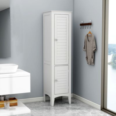 Streamdale White Freestanding Tower Cabinet with 2 Shutter Doors