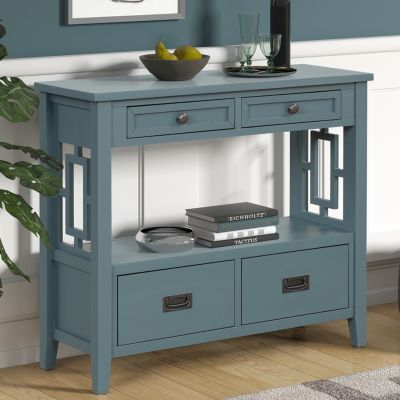 Farmhouse Console Table with Drawers & Shelf