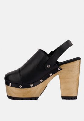 ALONA Womens Slingback High Block Heeled Clogs