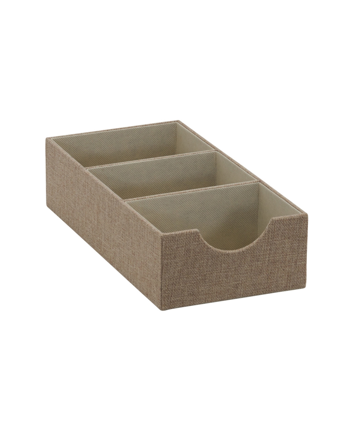 Organizer Tray Accessory Organizer Sturdy Drawer Organizer with Fabric Covering and Three Compartments - Gray
