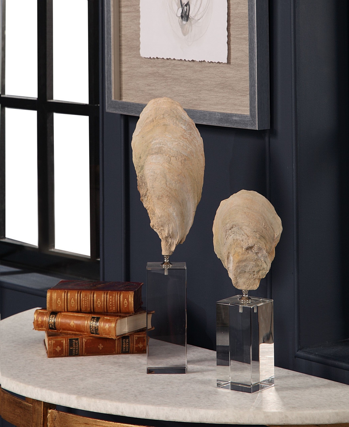 Uttermost Oyster Shell Sculptures, Set Of 2 In White