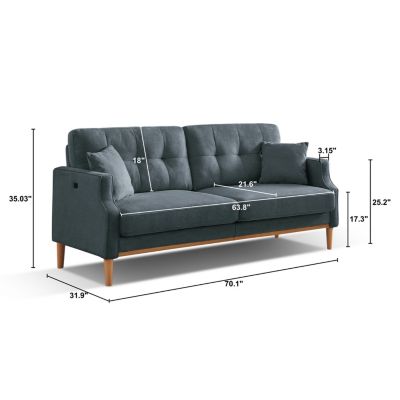 Living Space Sofa 3 Seater With Waterproof Fabric, USB Charge Port