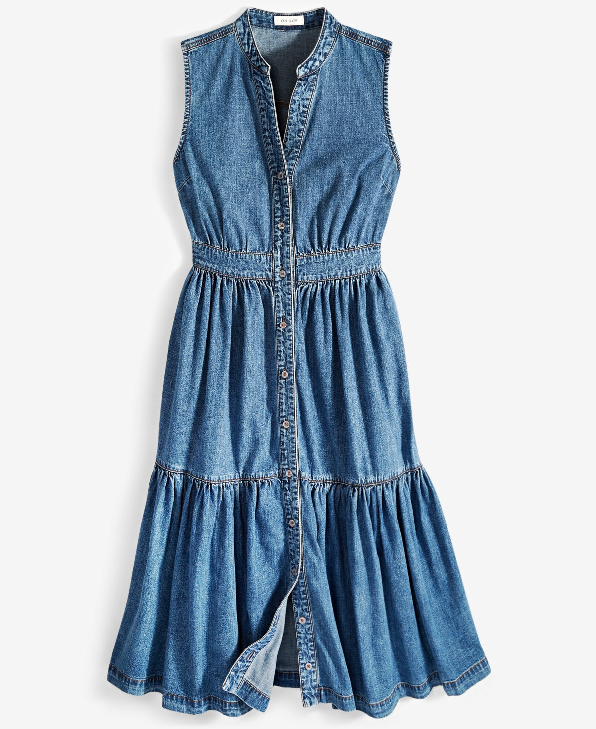 ON 34TH WOMEN'S DENIM TIERED MIDI DRESS, CREATED FOR MACY'S 