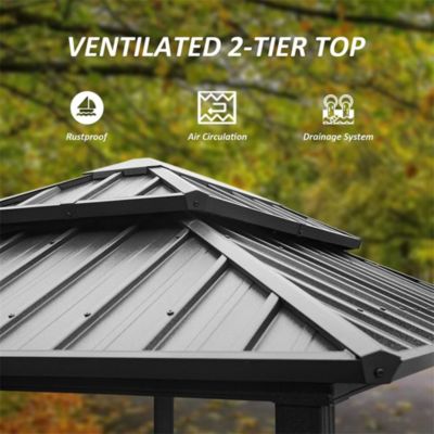 Aluminum BBQ Gazebo with Shelves Serving Tables