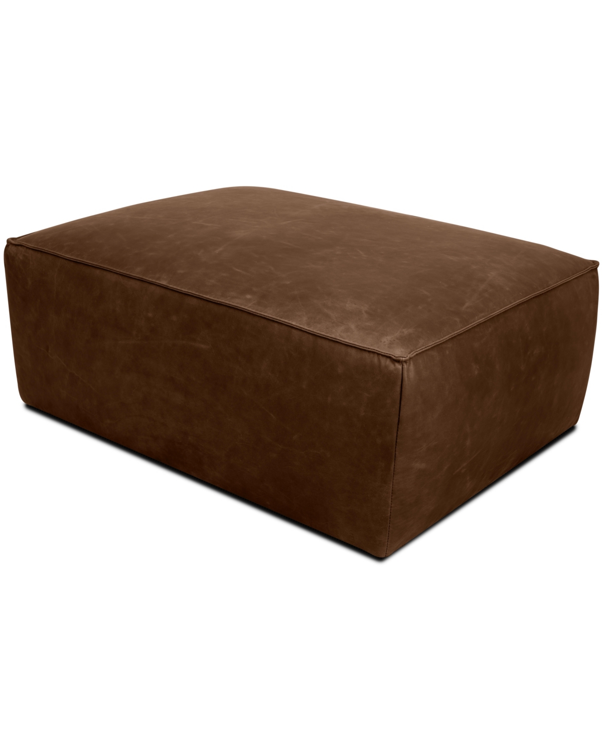 Rutherford Home Amalfy 39" Leather Big Ottoman In Bourbon