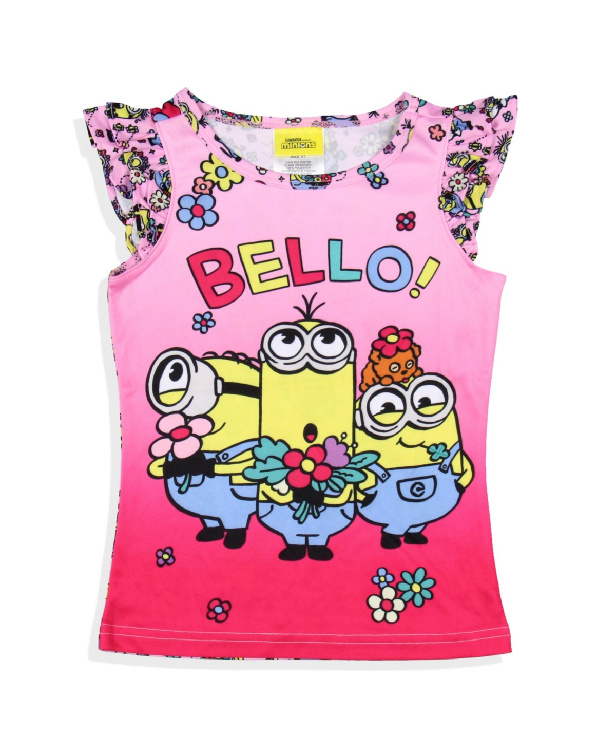 Despicable Me Girls' Flower Bello! Minions Sleep Pajama Sleep Set Shorts Kids