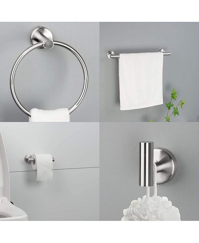 Simplie Fun 6 Piece Stainless Steel Bathroom Towel Rack Set Wall Mount ...