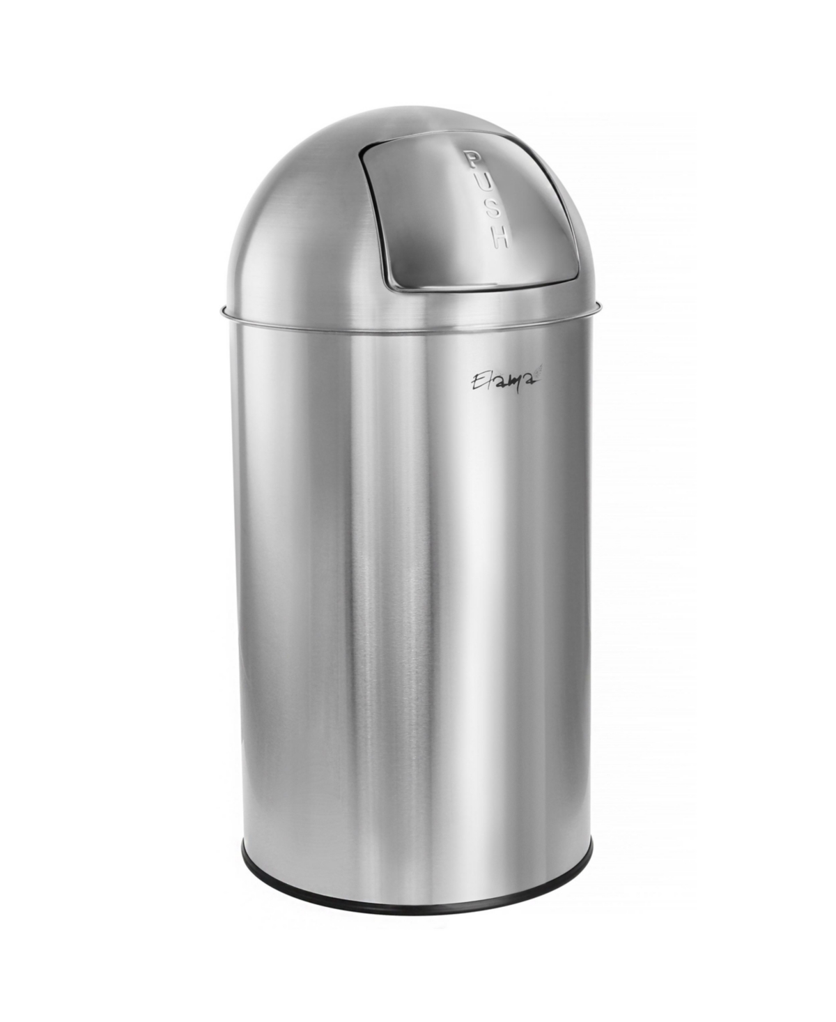 50 Liter Large 13 Gallon Push Lid Stainless Steel Cylindrical Home and Kitchen Trash Bin in Matte Silver - Silver