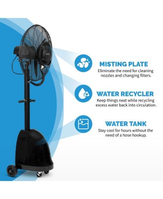 26" Pedestal Misting Fan with 8700 CFM of Power, Adjustable Mist Settings, Water Tank and 3 Fan Speeds, Perfect for the Patio, Back Yard, or Outdoor Dining Space