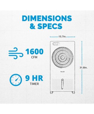 Evaporative Air Cooler and Portable Cooling Fan, Honeycomb Pad, 1600 CFM CycloneCirculation 3.16 Gallon Removable Water Tank, Remote and Time