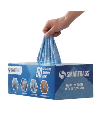 SmartRags XL Microfiber Cleaning Cloths Box of 50, 35 Grams, 16x16, Reusable Multi-Purpose