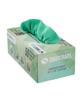 SmartRags XL Microfiber Cleaning Cloths Box of 50, 35 Grams, 16x16, Reusable Multi-Purpose