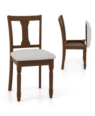 2 PCS Wood Chair Antique Upholstered Chair with Storage Space