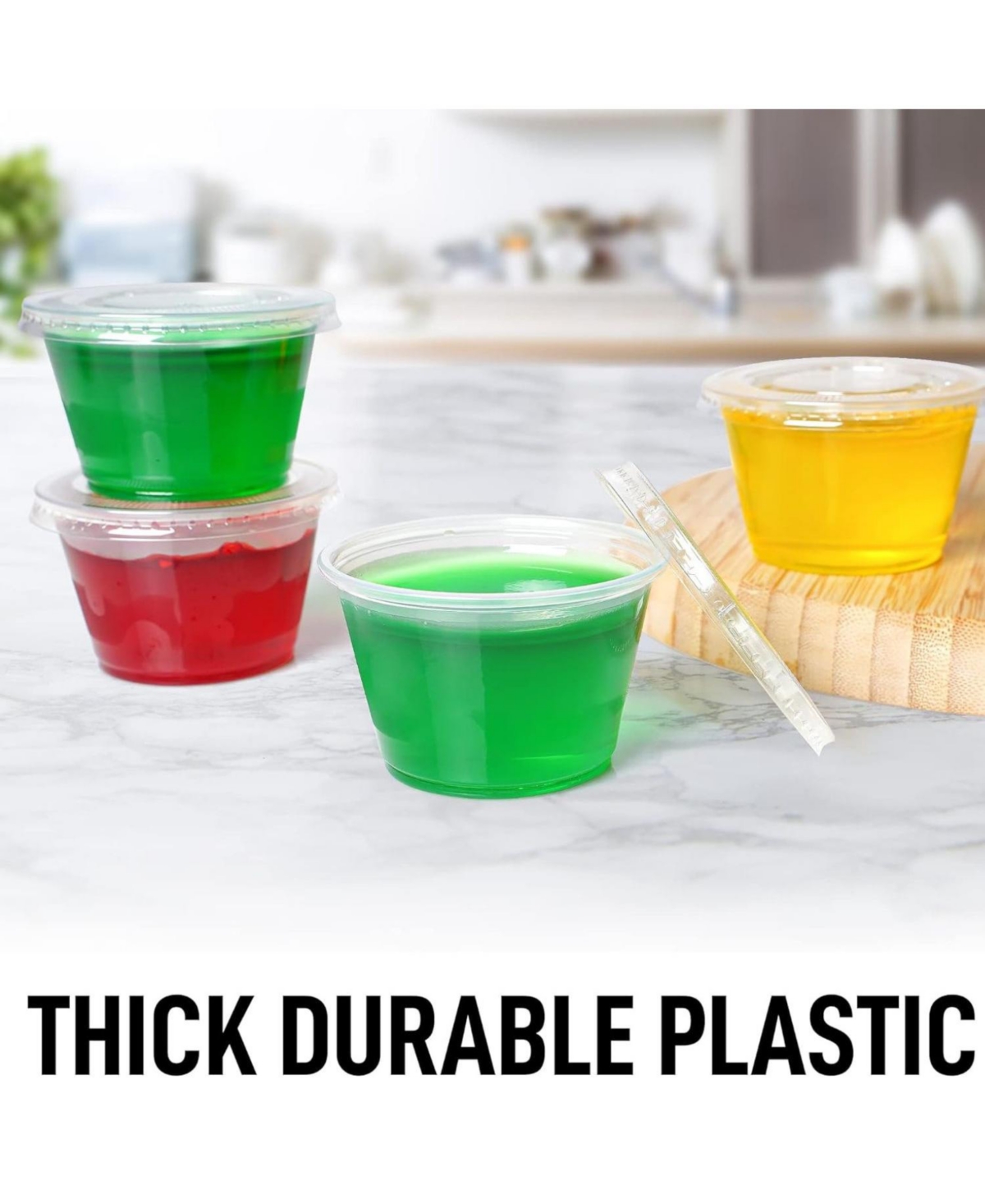 Zulay Kitchen 200 Pack 4ozJello Shot Cups with Lids - Disposable Condiment Cups - Clear