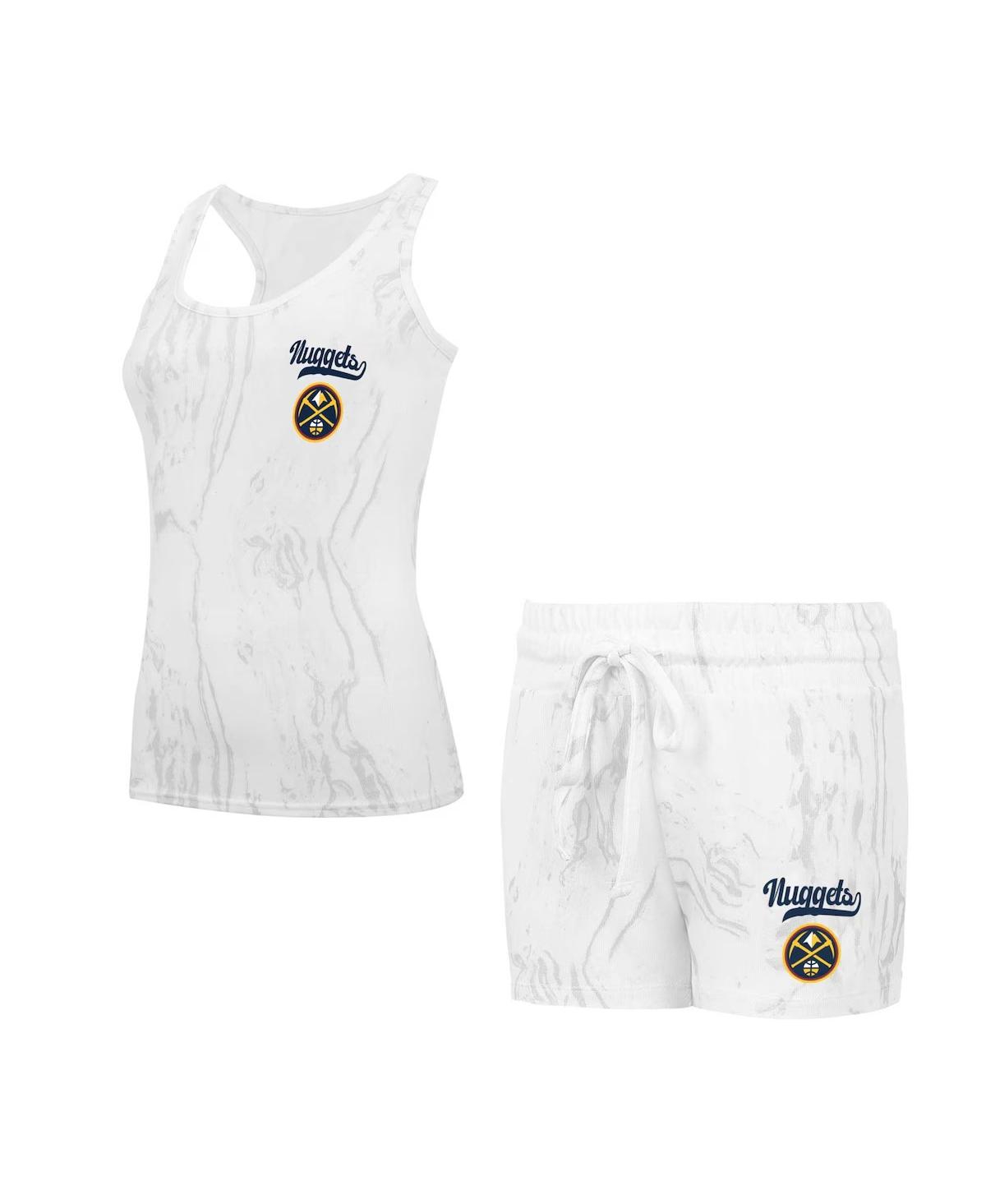 Women's White Denver Nuggets Quartz Tank Top Shorts Set - White, Gray