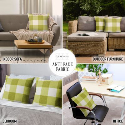 16 x 16 inches 2 Pack Buffalo Plaid Throw Pillow Outdoor &amp; Indoor Covers