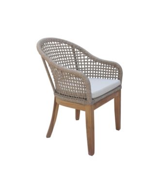 Set of Two Outdoor Teak Patio Dining Chair with Cushions