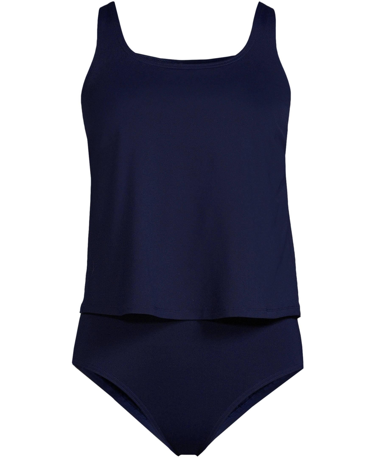 Lands' End Women's Scoop Neck One Piece Fauxkini Swimsuit