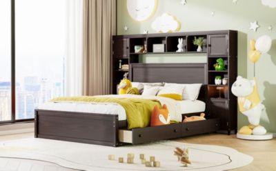 Streamdale Wooden Queen Bed with Cabinetry and Outlets