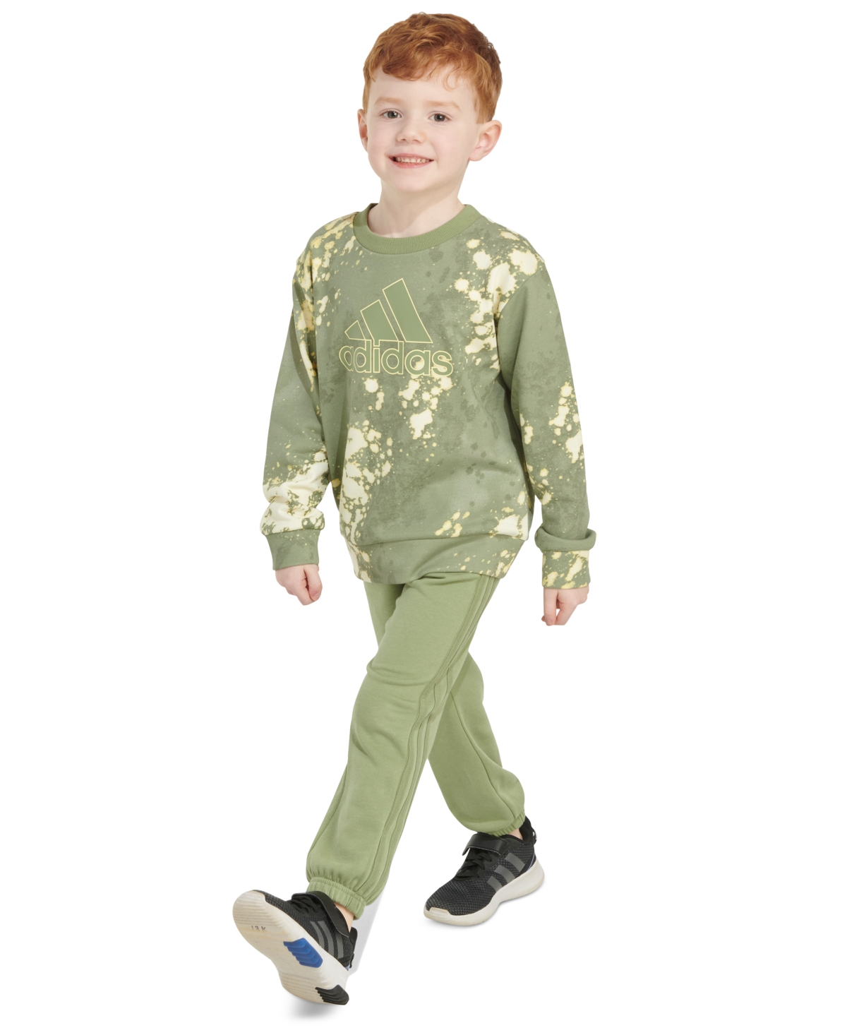 adidas Little & Toddler Boys Printed Crewneck Pullover & Jogger Pants, 2 Piece Set