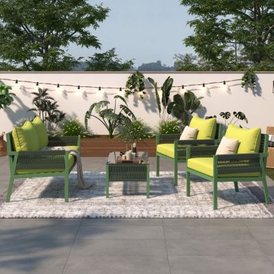 Streamdale 4-Piece Grey Patio Furniture Set with Cushions