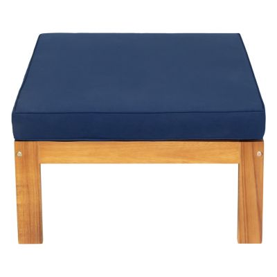 Streamdale 5-Piece Wood Patio Sectional Set with Blue Cushions