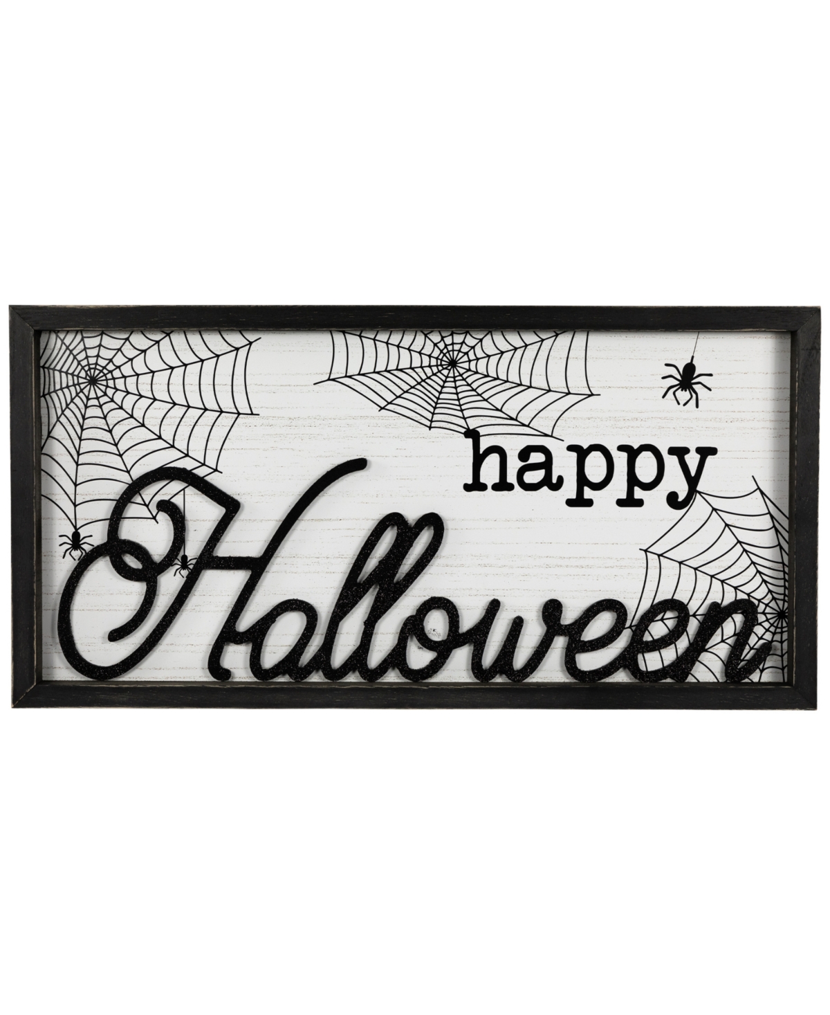 23.5" Happy Halloween Spider Web Wall Sign - Black