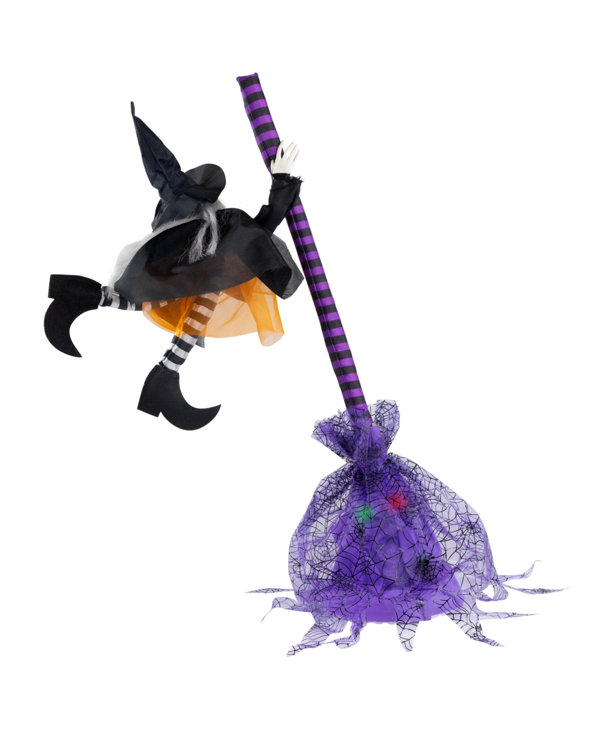 Northlight Animated Flying Witch With Broom Halloween Decoration In Black